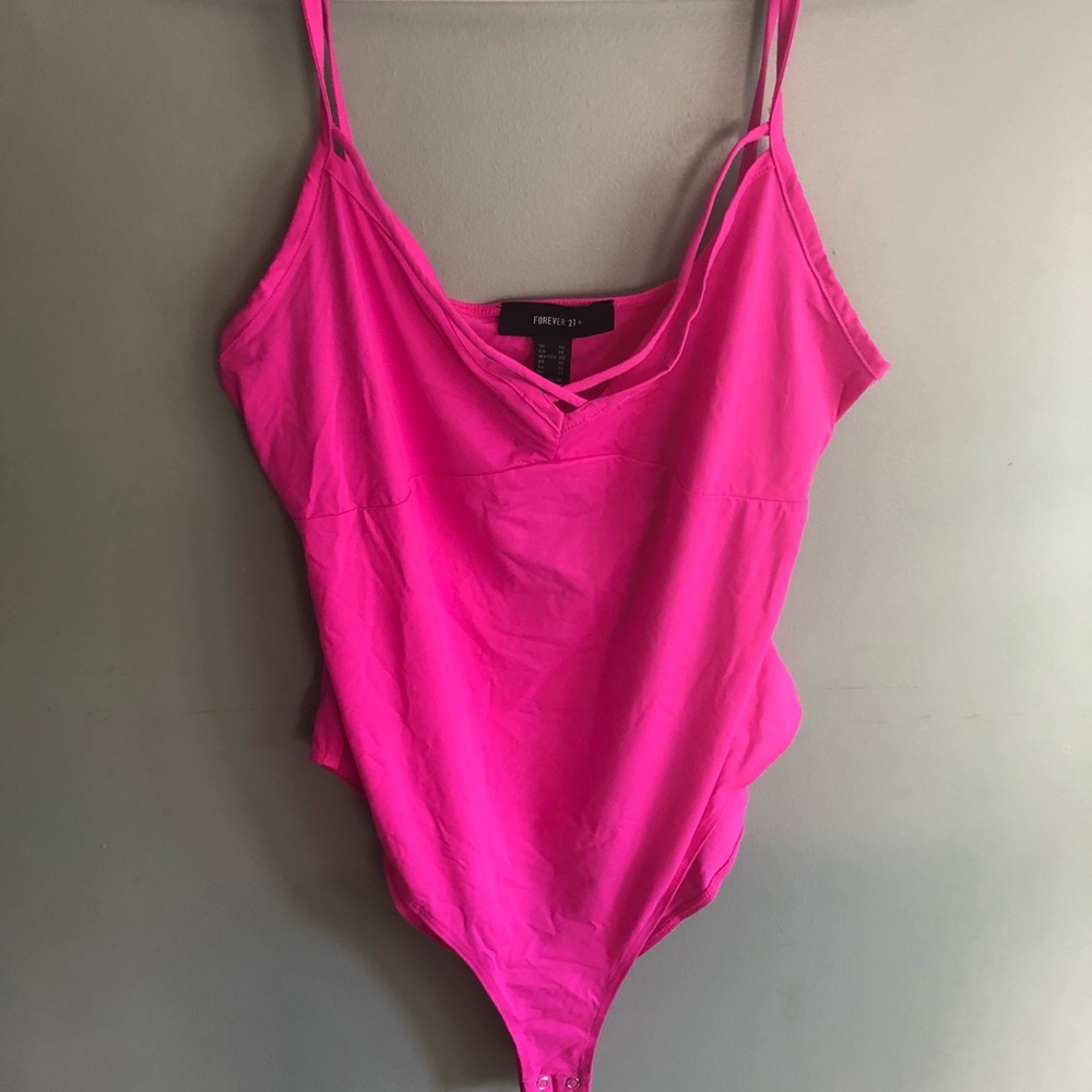 F21+ NWT neon pink bodysuit